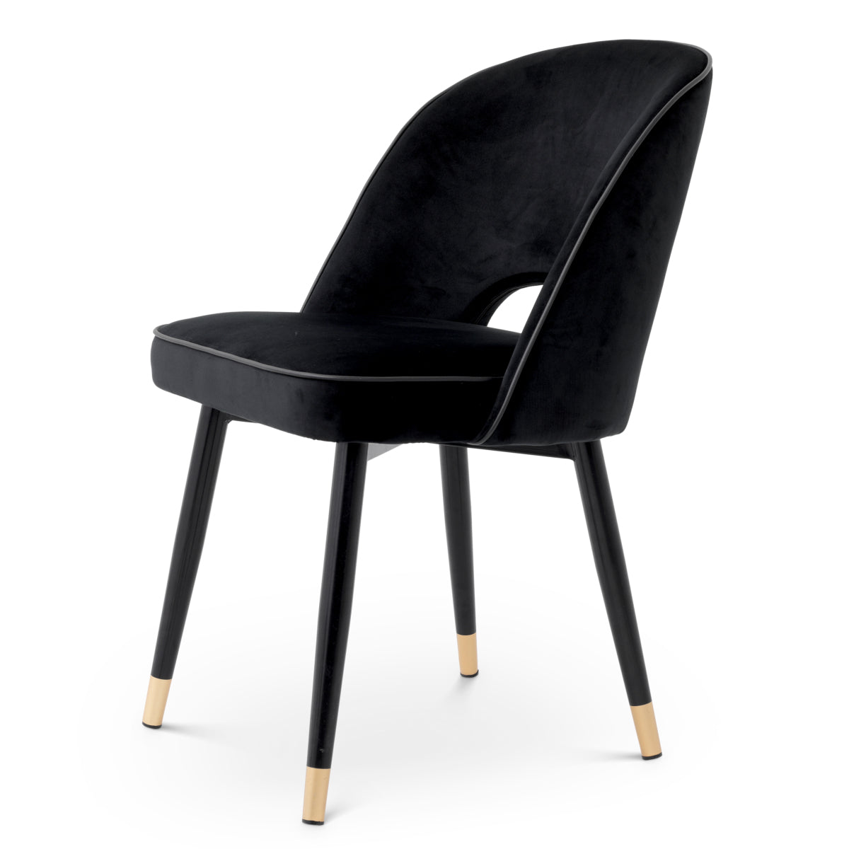 Scaun dining Cliff, catifea Roche negru, set de 2