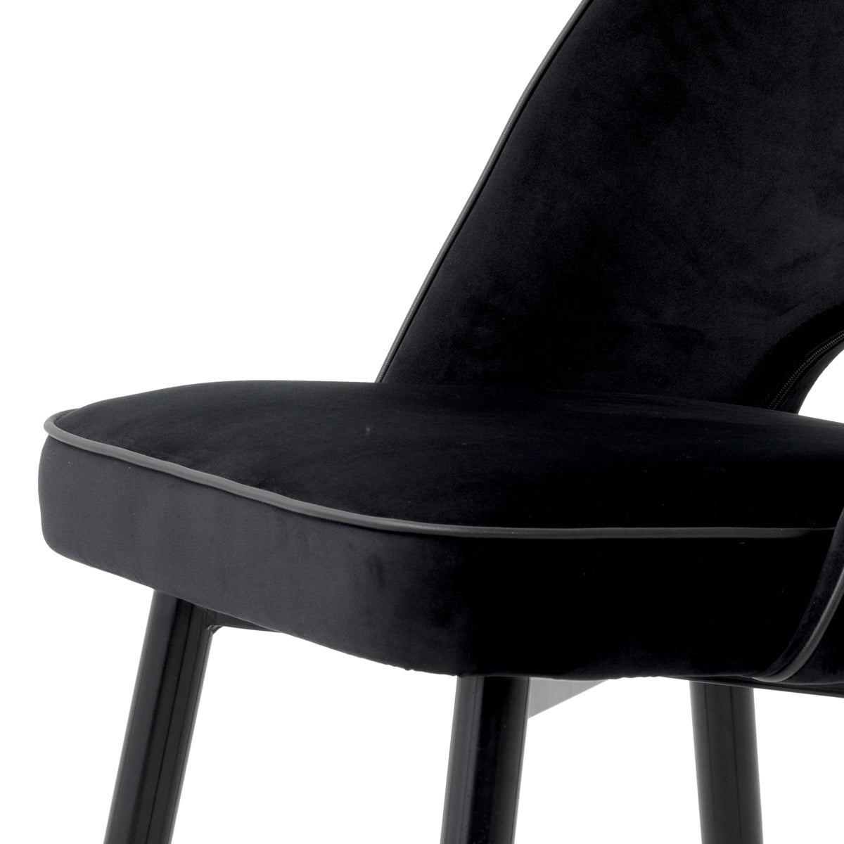 Scaun dining Cliff, catifea Roche negru, set de 2