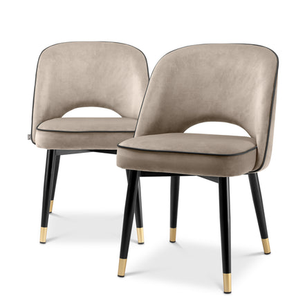 Scaun dining Cliff, catifea Savona greige, set de 2