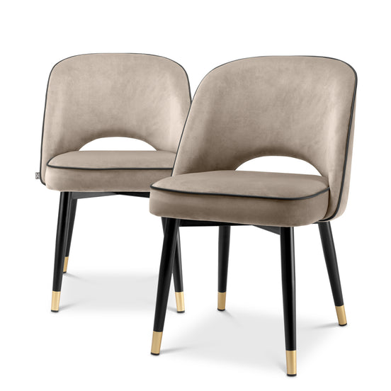 Scaun dining Cliff, catifea Savona greige, set de 2