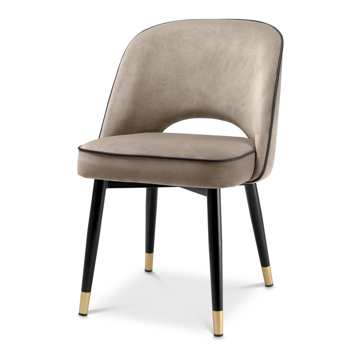 Scaun dining Cliff, catifea Savona greige, set de 2
