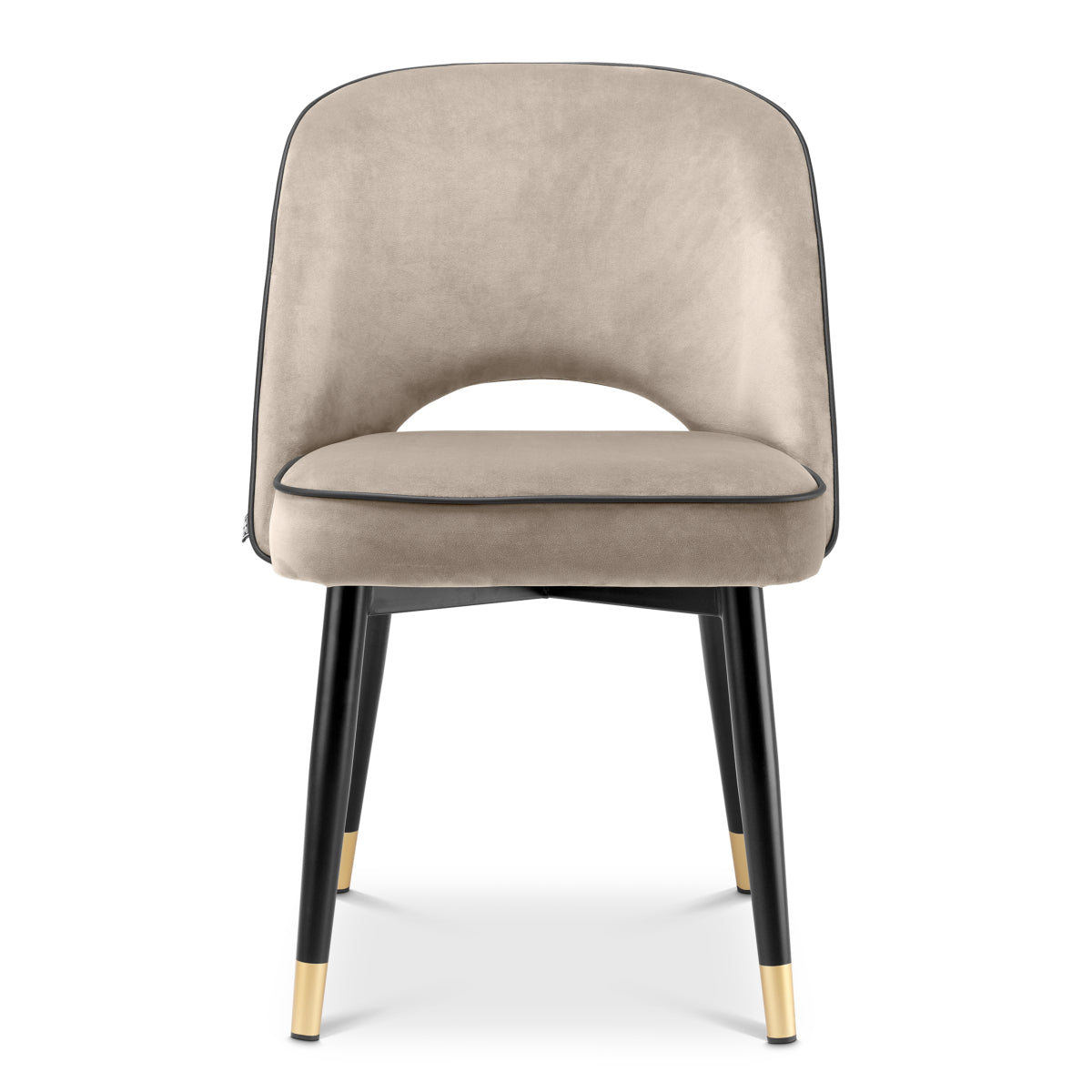 Scaun dining Cliff, catifea Savona greige, set de 2