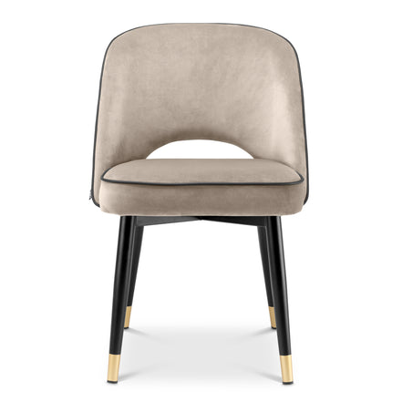 Scaun dining Cliff, catifea Savona greige, set de 2