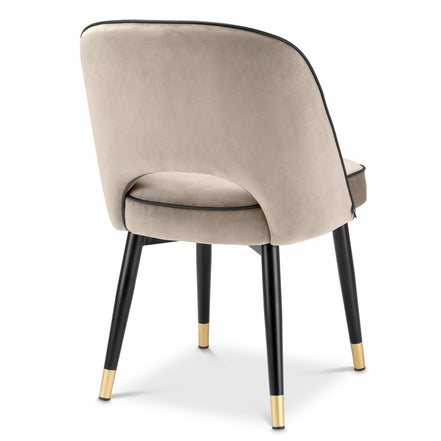 Scaun dining Cliff, catifea Savona greige, set de 2