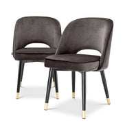 Scaun dining Cliff, catifea Savona gri, set de 2