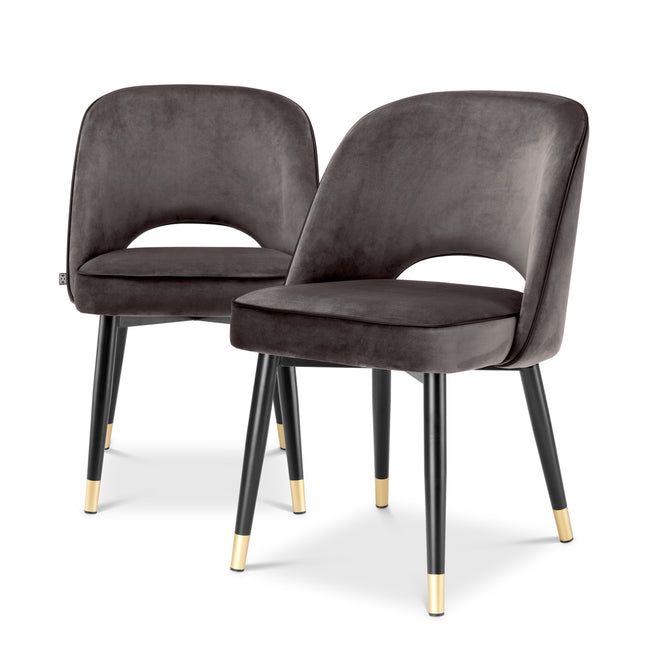 Scaun dining Cliff, catifea Savona gri, set de 2