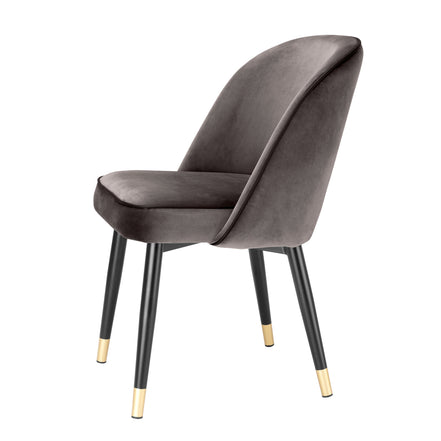 Scaun dining Cliff, catifea Savona gri, set de 2