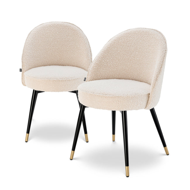 Scaun dining Cooper, bouclé crem, set de 2