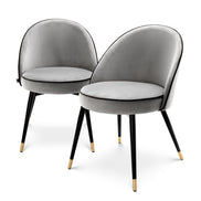 Scaun dining Cooper, catifea Roche gri deschis, set de 2
