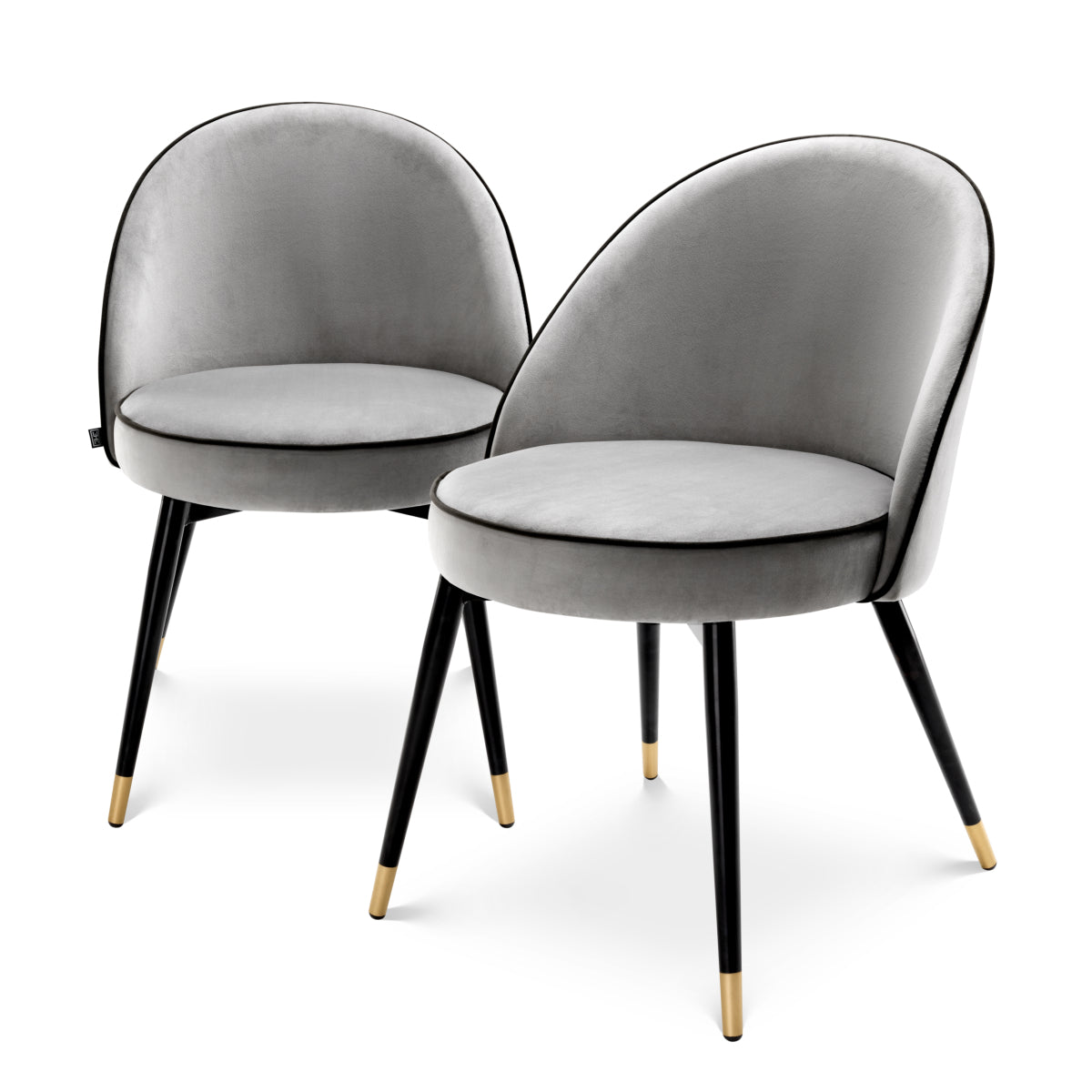Scaun dining Cooper, catifea Roche gri deschis, set de 2