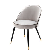 Scaun dining Cooper, catifea Roche gri deschis, set de 2