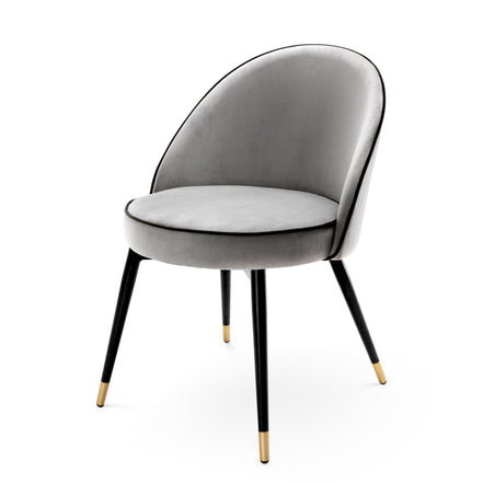 Scaun dining Cooper, catifea Roche gri deschis, set de 2