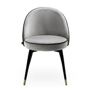 Scaun dining Cooper, catifea Roche gri deschis, set de 2