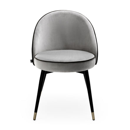 Scaun dining Cooper, catifea Roche gri deschis, set de 2