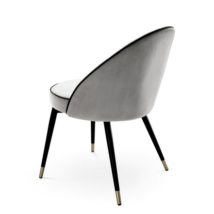 Scaun dining Cooper, catifea Roche gri deschis, set de 2