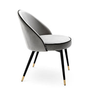 Scaun dining Cooper, catifea Roche gri deschis, set de 2