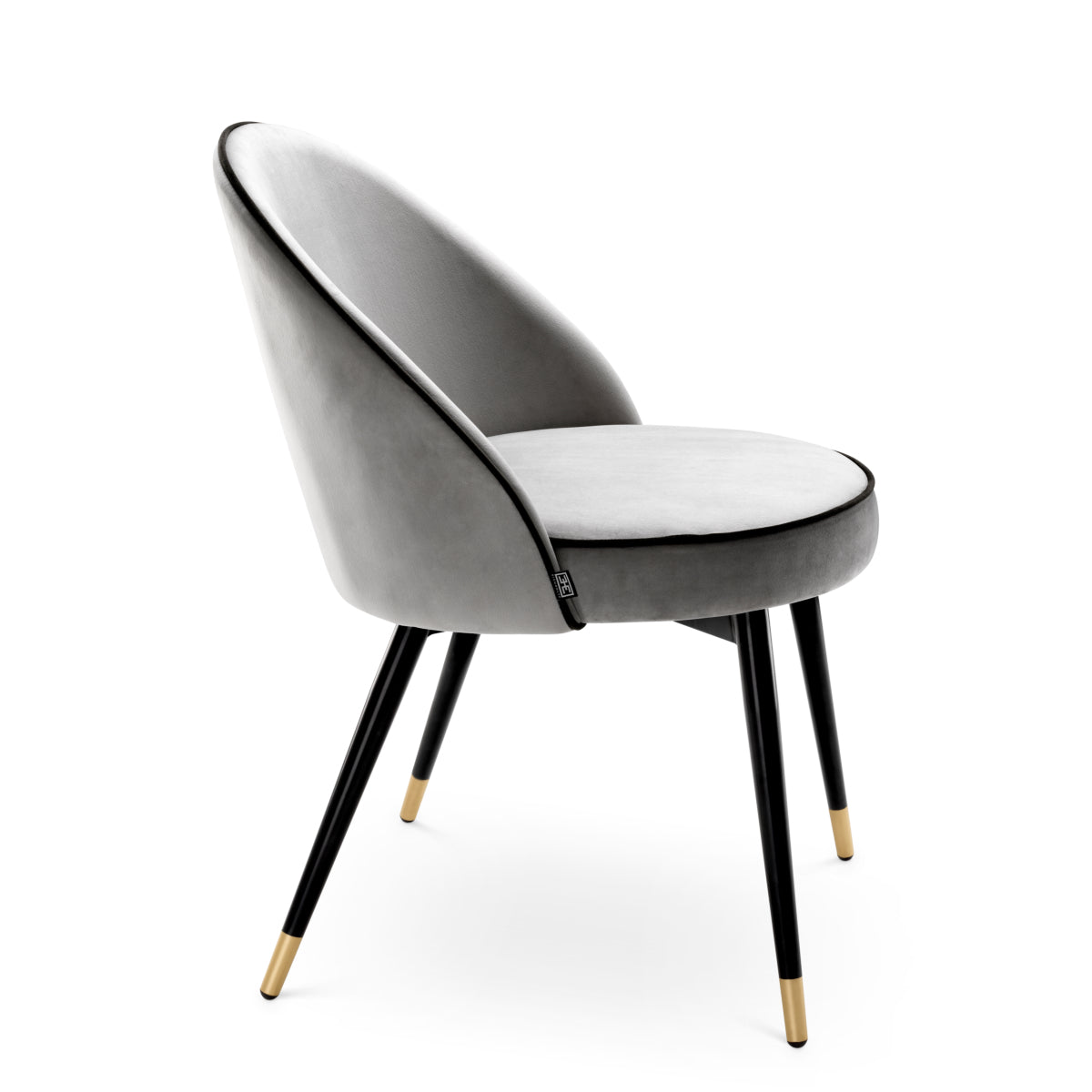 Scaun dining Cooper, catifea Roche gri deschis, set de 2