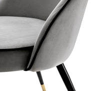 Scaun dining Cooper, catifea Roche gri deschis, set de 2