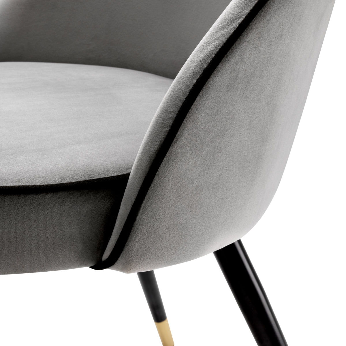 Scaun dining Cooper, catifea Roche gri deschis, set de 2
