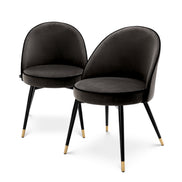 Scaun dining Cooper, catifea Roche gri închis, set de 2