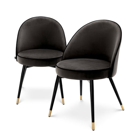 Scaun dining Cooper, catifea Roche gri închis, set de 2
