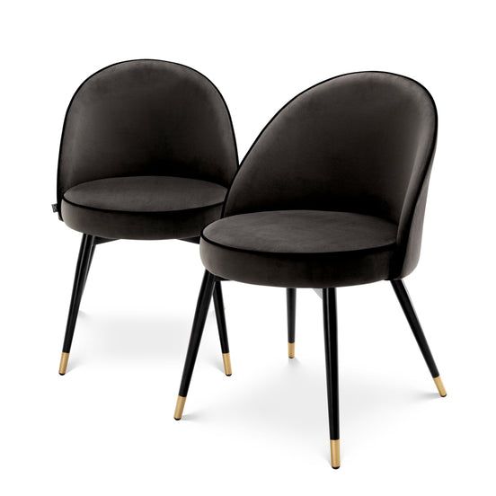 Scaun dining Cooper, catifea Roche gri închis, set de 2