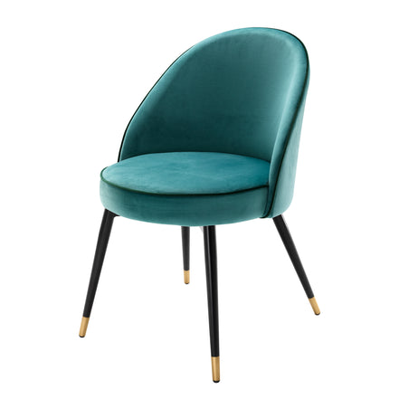 Scaun dining Cooper, catifea Roche turcoaz, set de 2