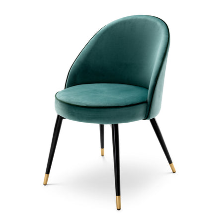 Scaun dining Cooper, catifea Roche turcoaz, set de 2