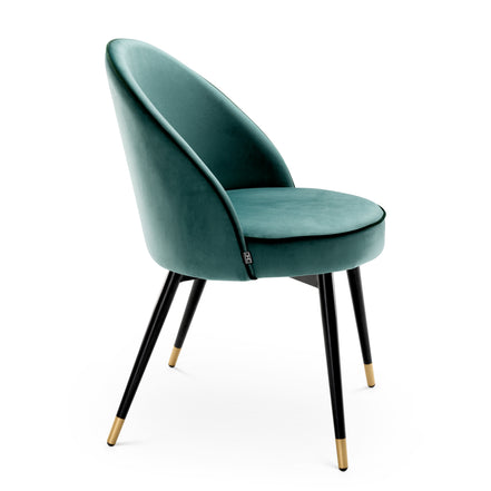 Scaun dining Cooper, catifea Roche turcoaz, set de 2