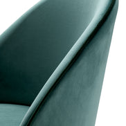 Scaun dining Cooper, catifea Roche turcoaz, set de 2