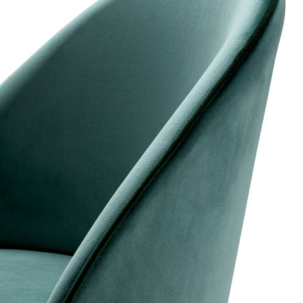 Scaun dining Cooper, catifea Roche turcoaz, set de 2