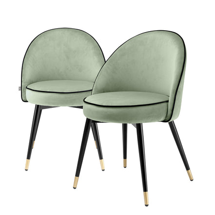 Scaun dining Cooper, catifea Savona verde fistic, set de 2