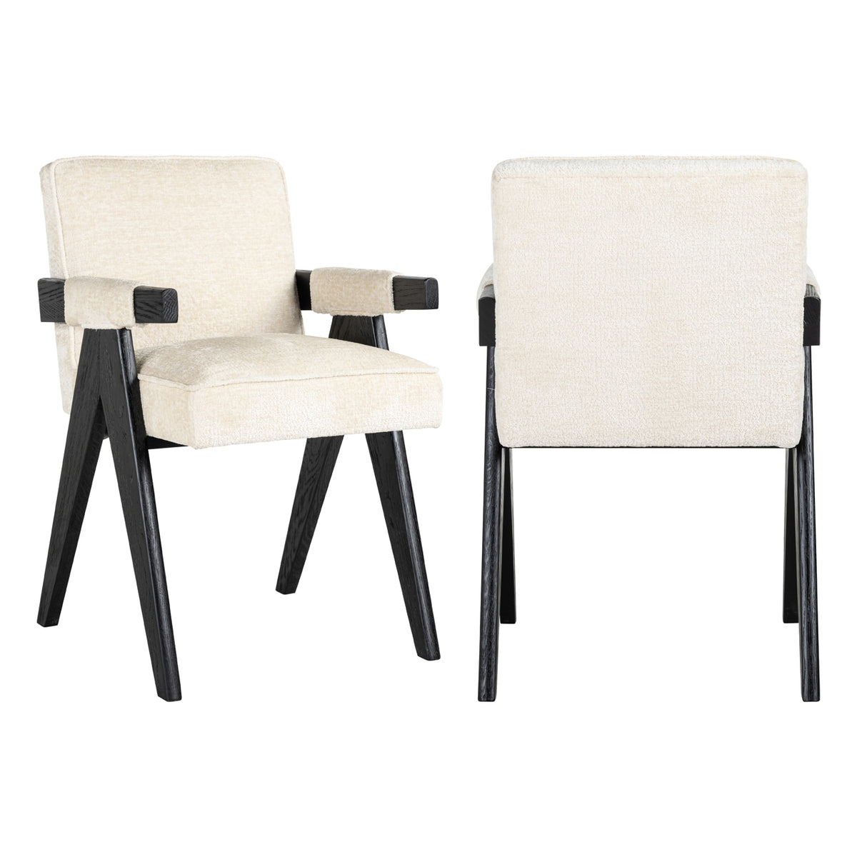 Scaun dining Cooper, chenille albă