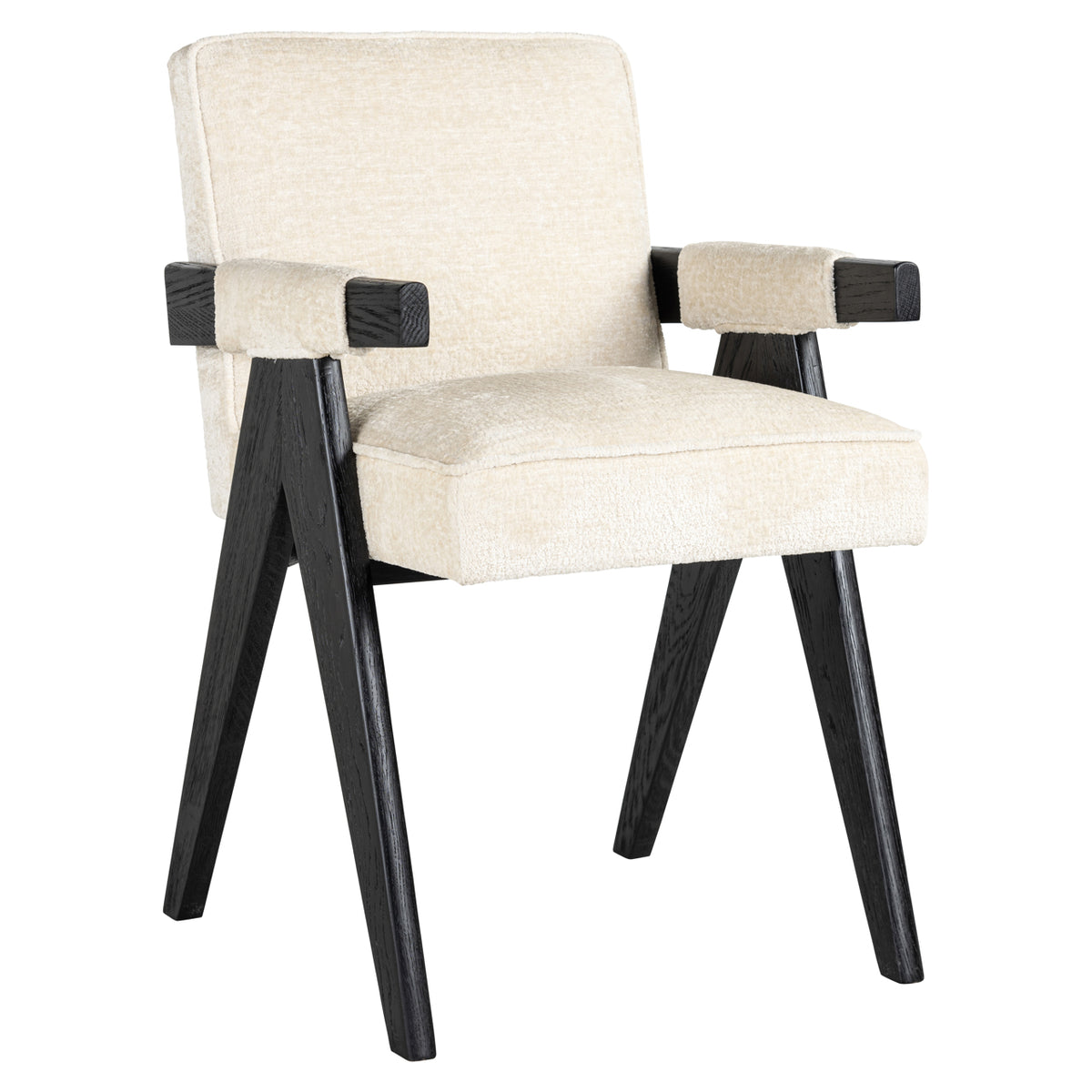 Scaun dining Cooper, chenille albă