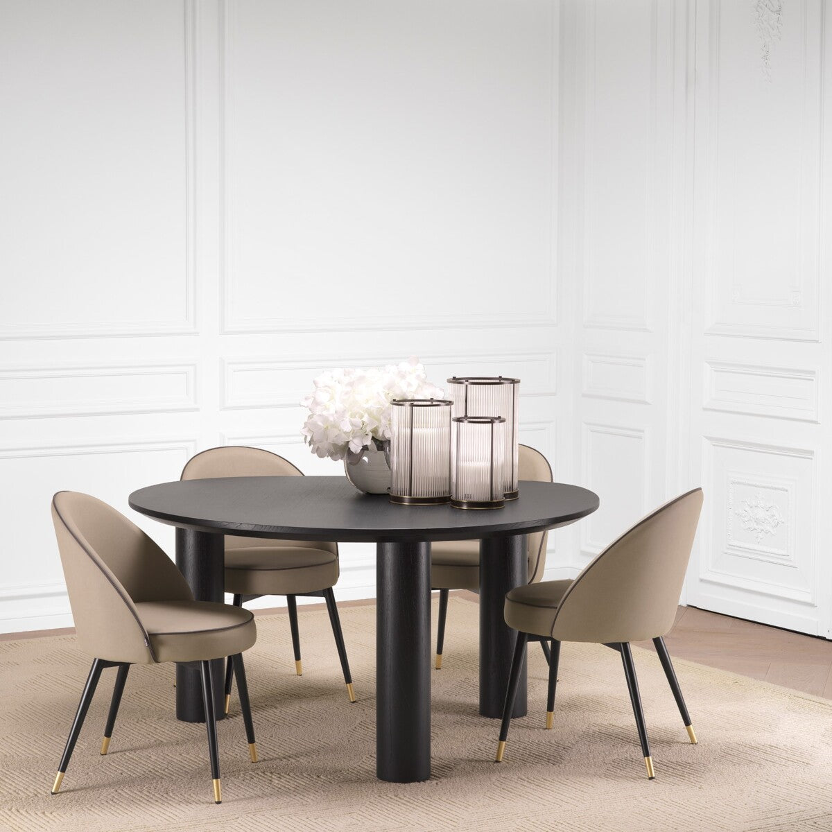 Scaun dining Cooper, piele ecologică bej, set de 2