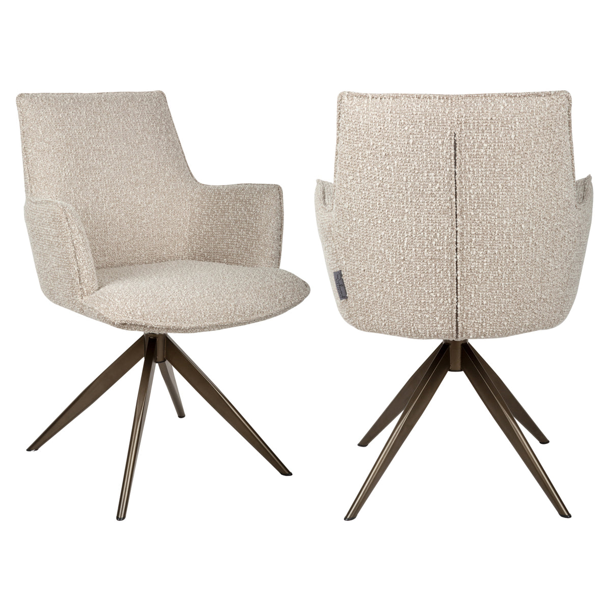 Scaun dining Dakota, chunky natural, rotativ, cu brațe
