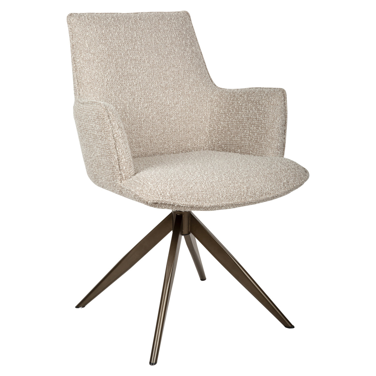 Scaun dining Dakota, chunky natural, rotativ, cu brațe