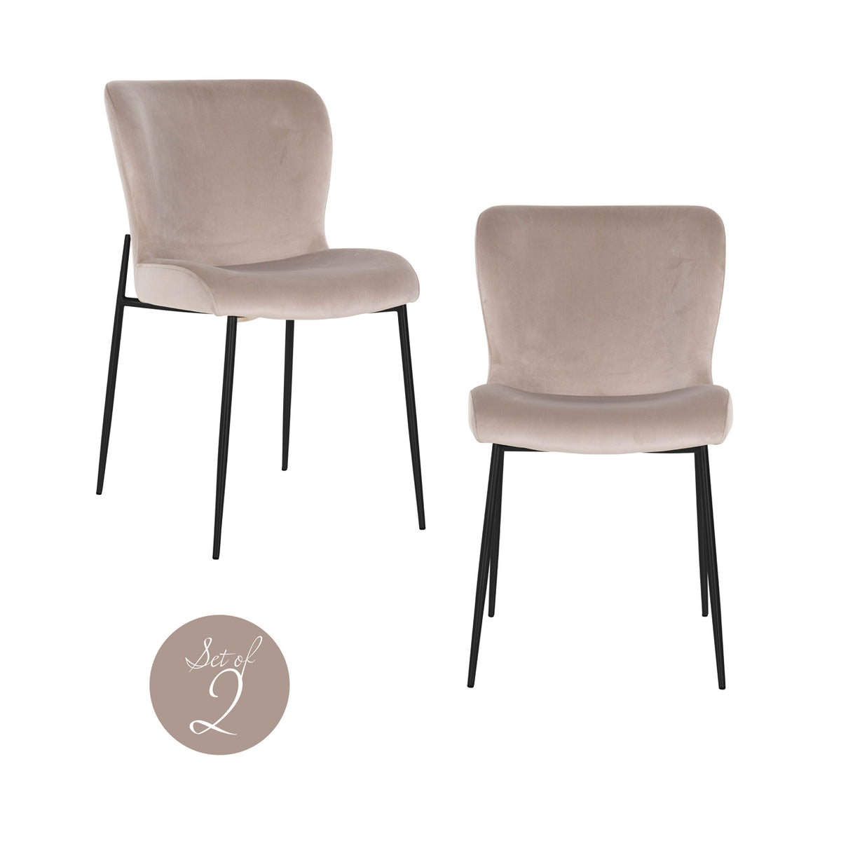 Scaun dining Darby, catifea kaki, ignifug (set de 2)