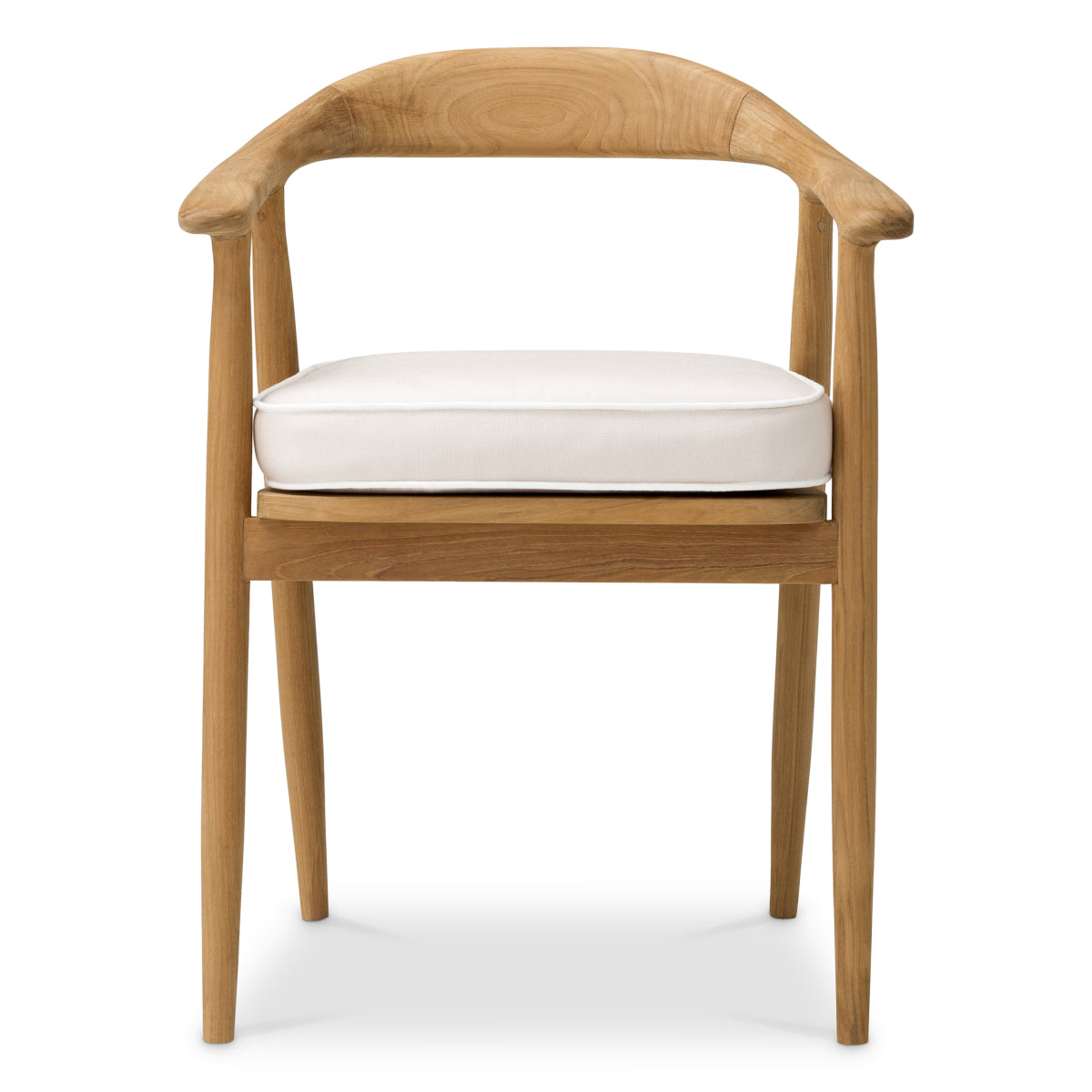 Scaun dining de exterior Beale, tec natural, Flores alb-crem