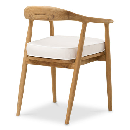 Scaun dining de exterior Beale, tec natural, Flores alb-crem