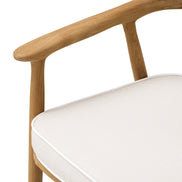 Scaun dining de exterior Beale, tec natural, Flores alb-crem