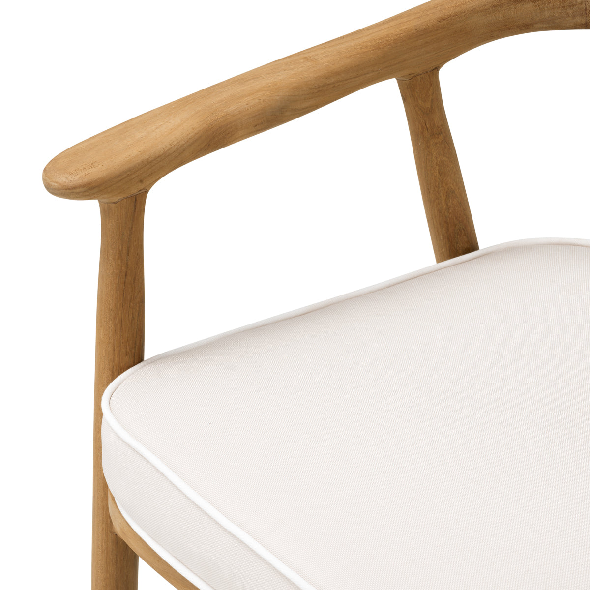 Scaun dining de exterior Beale, tec natural, Flores alb-crem