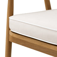 Scaun dining de exterior Beale, tec natural, Flores alb-crem