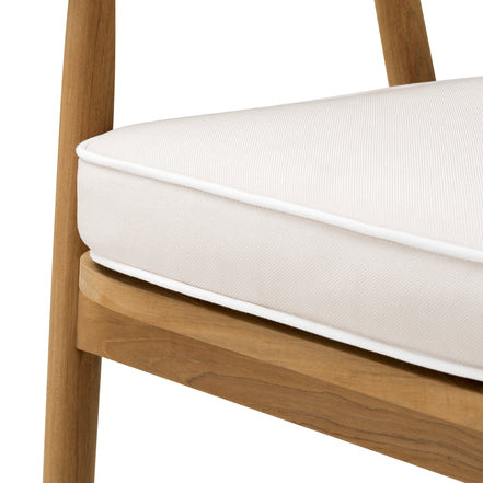 Scaun dining de exterior Beale, tec natural, Flores alb-crem