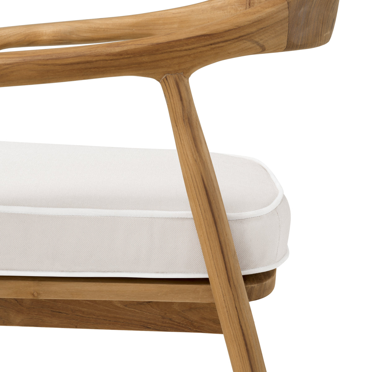 Scaun dining de exterior Beale, tec natural, Flores alb-crem