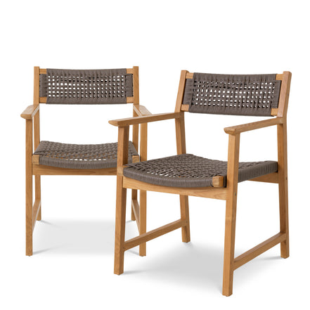 Scaun dining de exterior Cancun, tec natural, ratan sintetic, set de 2