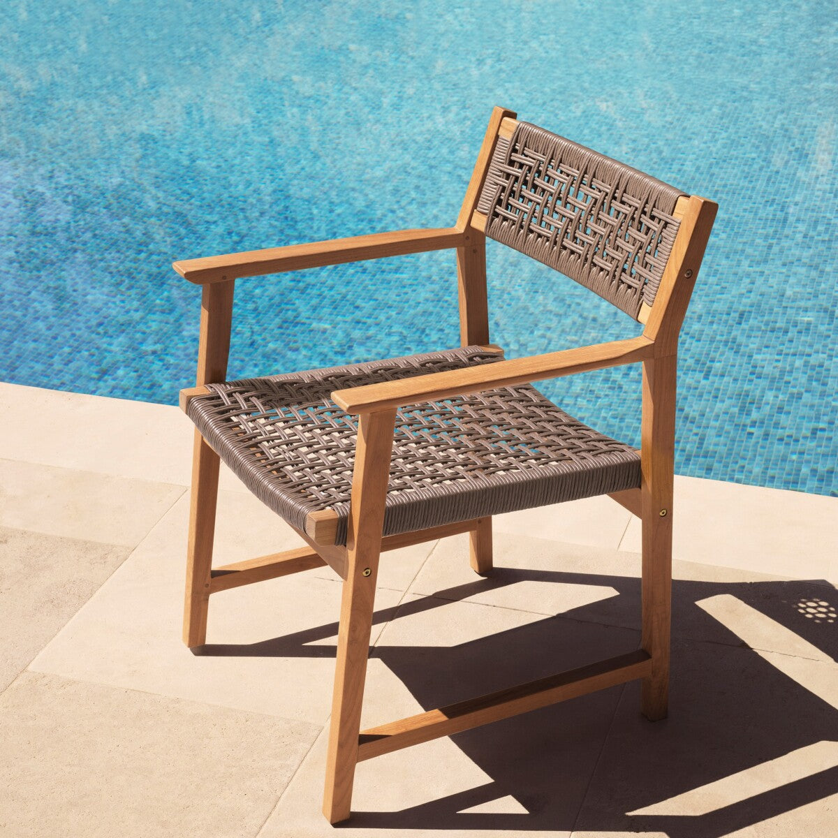 Scaun dining de exterior Cancun, tec natural, ratan sintetic, set de 2