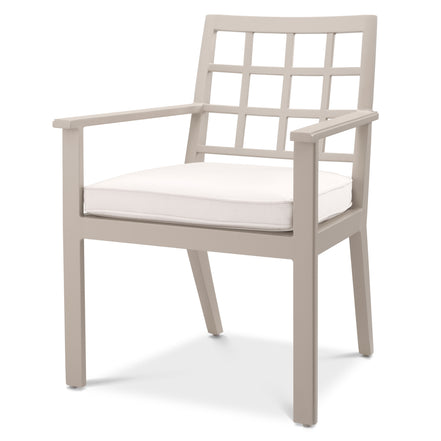Scaun dining de exterior Cap-Ferrat, finisaj nisip, Sunbrella canvas