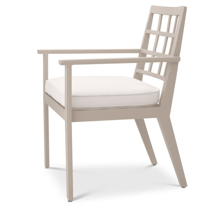 Scaun dining de exterior Cap-Ferrat, finisaj nisip, Sunbrella canvas
