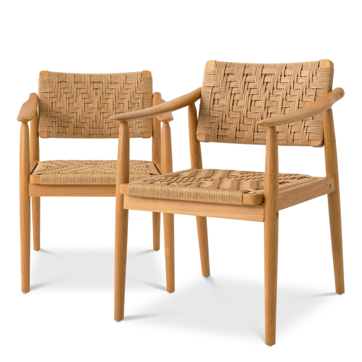 Scaun dining de exterior Coral Bay, tec natural, ratan sintetic, set de 2
